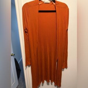 Women's Orange Open-Front Lightweight Cardigan